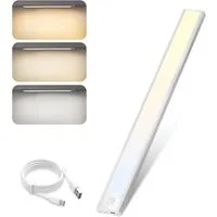 Nettlife LED Unterbauleuchte Bewegungsmelder dimmbar 20/30/40 cm wählbar USB Schrankbeleuchtung, LED fest integriert, 3 Farbtemperatur Aufladbar Schrankleuchte für Flur Cabinet
