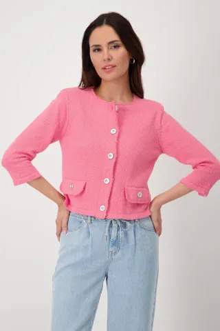 monari - Strickjacke mit Flammgarn coral pink - Gr. - 38