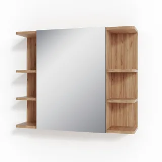 Vicco Badspiegelschrank, Honigeiche, Holzwerkstoff, 8 Fächer, Rechteckig, 79.6x64x21.2 cm, Badezimmer, Badezimmerspiegel, Spiegelschränke