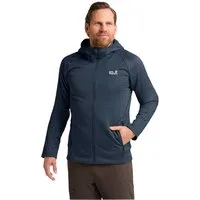 Jack Wolfskin Fleecejacke Peak District Hooded Full Zip (angenehmes Tragegefühl, warm) nachtblau