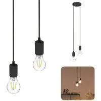 SSC-LUXon LED-Hängeleuchte PARU Hängeleuchte 2 flammig schwarz rund LED Glühbirnen E27 warmweiß, Warmweiß