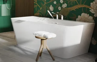 Neuesbad Serie 600 freistehende Acryl Badewanne, Vorwandversion, 1600x750x580mm NB1KDH_016W1