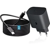 TUWENA 25W USB C Ladegerät, Schnellladegerät Netzteil Super Fast Charger USB-Ladegerät (mit 2 m Ladekabel Schnellladekabel für Samsung Galaxy)