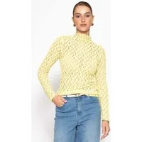 SASSYCLASSY Langarmshirt Langarmshirt aus Spitze für Damen Leicht transparentes Top mit Stehkragen in figurbetontem Schnitt