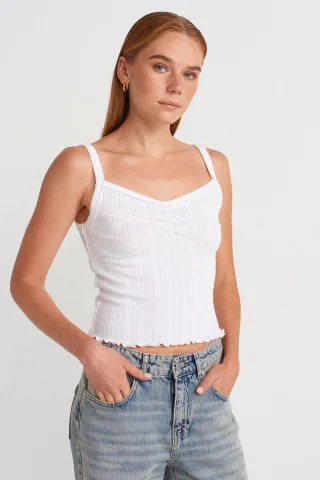 Baumwoll-Ripp-Quadratausschnitt-Cami-Bluse