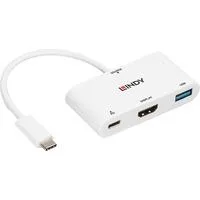 USB 3.2 Gen 1 Multiport-Hub, USB-C Stecker > USB-A + USB-C Buchse + HDMI-Buchse, USB-Hub weiß, 18cm, PD 3.0, Laden mit bis zu 100 Watt