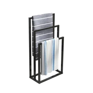 Modfu Handtuchständer, Schwarz, Metall, 22x86x45 cm, Badaccessoires, Duschzubehör, Handtuchständer