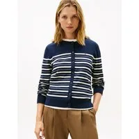 Tommy Hilfiger Cardigan CO JERSEY STITCH CARDIGAN Baumwollmischung, regular fit, Rundhals, goldfarbene Knöpfe