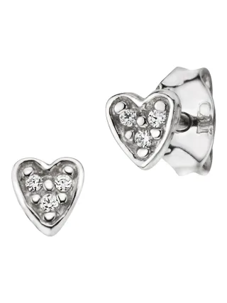 cai Ohrstecker 925/- Silber rhodiniert Herz Zirkonia