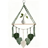 Mutig Wanddekoobjekt Makramee Holz Wandregal,Boho Hängeregal Wand Deko,Pflanzenregal (Hängeregal mit Baumwollseil für Boho Deko ( 40x90cm) , Wandregal Holz Regal für Kinderzimmer Wohnzimmer Balkon Schlafzimmer), Makramee-Schweberegal handgefertigt fü