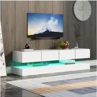 Merax Lowboard mit LED-Beleuchtung und USB-Anschluss (2 St), TV-Ständer TV -Schrank mit offenen Fächern und 4 Schubladen