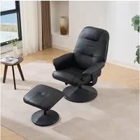 BBWL Massagesessel Massagesessel mit 5-Punkt-Massage, Sitzheizung und Liegefunktion (Kunstleder,mit 360° Drehung, Hocker & Fernbedienungstasche,einfache Montage in 30 Min)