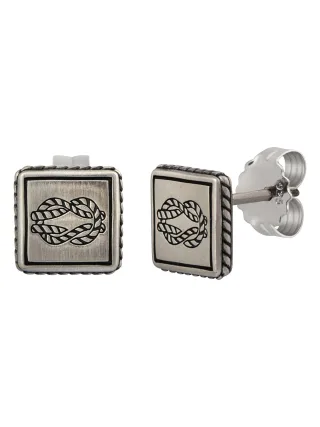 cai Single Ohrstecker 925/-Sterling Silber matt oxodiert Sailor Wappen Tau