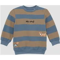 s.Oliver Sweatshirt Sweatshirt Gestreiftes Sweatshirt mit Stickerei und Print