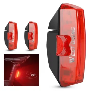 WEST BIKING 100LM Smart Brake Sensing Taillight WaterproofUSB Charging COB LED Bike Rear Light for Outdoor Road MTB Ni