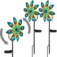 GLOBO LIGHTING LED Solarleuchte, LED-Leuchtmittel fest verbaut, Warmweiß, Solarlampe Windrad Außenleuchte LED Gartendeko bunt H 50 cm 2er Set