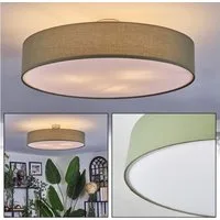 hofstein Deckenleuchte Deckenlampe aus Metall/Stoff/Kunststoff in Nickel-matt/Olivgrün/Weiß, ohne Leuchtmittel, runde Leuchte im modernen Design (60 cm), E27, Esszimmer, Wohnzimmer
