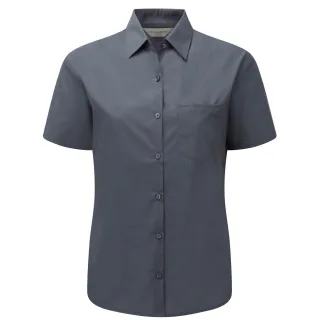 Russell Collection - Formelles Hemd Pflegeleicht für Damen kurzärmlig (Grau)