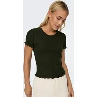 ONLY Rundhalsshirt ONLEMMA S/S SHORT TOP NOOS JRS Rundhals, modisch, regular fit, gewellter Abschluss, unifarben