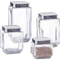 Zeller Present Vorratsglas, Glas, (4-tlg), dekorativ und praktisches Set