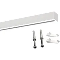 Deco-Raum Gardinenschiene Innenlauf Square eckig flach, 1-läufig, Wunschmaßlänge, kürzbar, Bohren, Deckenbefestigung, Aluminium, Flächenvorhang Schiene Innenlaufstange für Vorhänge mit Spannriegel