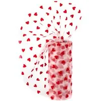 Creativery Stoff, Tüll Stoff Rolle 9m x 15cm Samt Herzen
