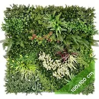Kunstpflanze Künstliche Pflanzenwand Indoor & Outdoor, Blumenwand, Green Wall Sommerwiese, JELLE & JACOB, Höhe 100 cm, pflegeleicht & langlebig für Wohlfühl-Atmosphäre