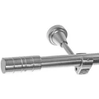 BASIT Gardinenstange Edelstahloptik 20mm mit Wandträgern 120 cm E34, Ø 20 mm, 1-läufig, verschraubt, Metall, H50R 120 cm E34 Zylinder