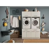 Laundreezy Mehrzweckschrank-Set LAUNDREEZY LDSK3, Breite 135 cm, Soft-Close-Funktion, höhenverstellbare Füße