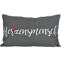 CEPEWA Dekokissen Kissen Herzensmensch 40x25cm grau Baumwolle PES 180g Reißverschluss