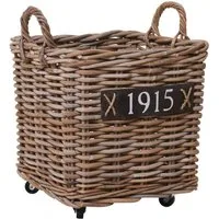 VIVANNO Kaminholzkorb Rattan RODAR Kasten - Natur Geflochten (1 St), 40x40x51 cm