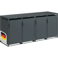STEELSØN Mülltonnenbox Thoria 120 L aus verzinktem Stahl (Anthrazit, verfügbar mit 1, 2, 3, 4, oder 5 Türen), für 4 Mülltonnen, mit magnetischem Türgriff