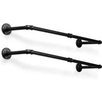Clanmacy Kleiderstange 2 St Garderobenstange Garderobe Halter Kleiderständer Wand Wandmontage (Wandgarderoben, Garderobenstangen, 2 St., 2x Kleiderstange, 24 Haken, 16 Schrauben, 16 Kunststoffteile), Hohe Belastbarkeit bis 65kg,Einfache Installation,