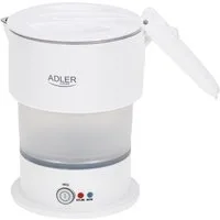 ADLER EUROPE Reise-Wasserkocher AD 1377 faltbarer Reisewasserkocher, mit Warmhaltefunktion, Tasche, 0,6 l, 600 W, Silikongehäuse, Reise, Camping, Wohnmobil und Hotel, weiß