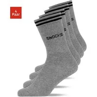 SNOCKS Sportsocken Hohe Tennissocken mit Streifen für Damen & Herren (4-Paar) aus Bio-Baumwolle, stylish für jedes Outfit