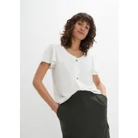 bonprix T-Shirt bequeme Passform, Kurzarm-Design, mit Knopfleiste