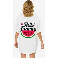 Worldclassca Print-Shirt Worldclassca Oversized HELLO SUMMER Print T-Shirt Tee Sommer Oberteil