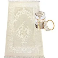 TeppichHome24 Teppich Gebetsteppiche mit Geschenkbox und 99er Gebetskette, rechteckig, robust, pfegeleicht, für Fussbodenheizung geeignet