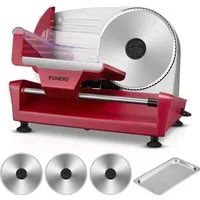 FOHERE Allesschneider Elektrischer 250W, Edelstahl Brotschneidemaschine elektrisch, 250 W, 3 Klingen, verstellbare Küchenmaschine 0 bis 15mm, geeignet für Küche