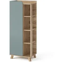 Vicco Midischrank Karen, Sonoma/Blau-Grau, 50 x 128 cm mit Tür und offenen Fächern (1-St)