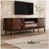 Merax Lowboard mit Schubladen mit Rattan-Oberflächen (Fernsehschrank im Landhausstil, 1 St), TV-Schrank mit 2 Schiebetüren, Staufächern & Holzfüße, 165x37x46cm