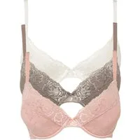 bonprix Push-up-BH (Packung, 3-tlg., 3er) leicht wattierte Cups, mit feinem Allover-Spitze, mit Baumwollfutter