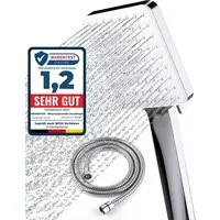 FELIXLEO Handbrause Duschkopf TESTSIEGER Eckig Hochdruck Handbrause 6 Strahlarten Silber., (1-tlg)
