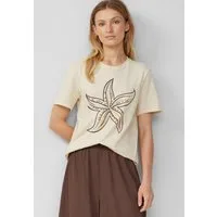 s.Oliver Kurzarmshirt T-Shirt Jersey-T-Shirt mit Frontprint und Schmuckperlen