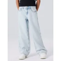 Name It Weite Jeans NKFROSE für Mädchen mit weitem Bein und klassischem Sitz normal, Denim, Abriebeffekte, Reißverschluss