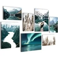 Novart Wandbild Wandbilder Set Landschaft Natur See Berge 100x70 cm, See