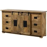 Massivmoebel24 Sideboard RAILWAY (Massivholz), Sideboard Mango 170x45x90 natur lackiert RAILWAY #193