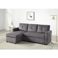 ATLANTIC home collection Schlafsofa Gustavo L-Form, B: 199 cm, mit Bettfunktion, Bettkasten & seitlichen Taschen