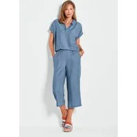 GOLDNER Schlupfbluse Kurzgröße: Leichte Bluse in Denim-Optik für Damen Bluse aus fließender Tencel-Qualität mit Hemdkragen