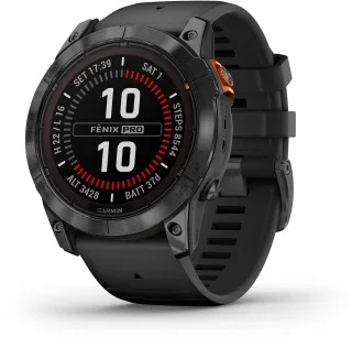 Garmin Fenix 7X Pro Solar [inkl. Silikonarmband grau] 51mm Edelstahlgehäuse schwarz